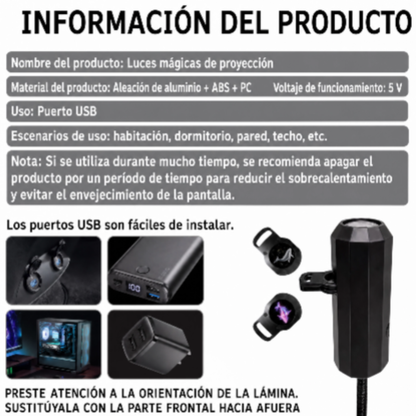 Mini Proyector de Estrellas y Nebulosas USB +10 escenas